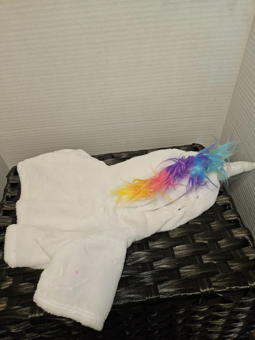 Build-A-Bear White Unicorn Hooded Plush Top with Rainbow Mane Patch
